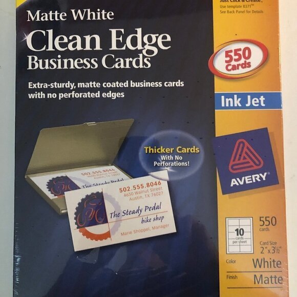 550 Clean Edge Business Cards matte white Ready to Print - Picture 1 of 2
